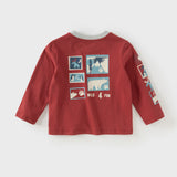 Dave&Bella Toddler Boys Red Playful Cotton T-shirt Tops