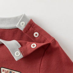Dave&Bella Toddler Boys Autumn Red Playful Cotton T-shirt Tops