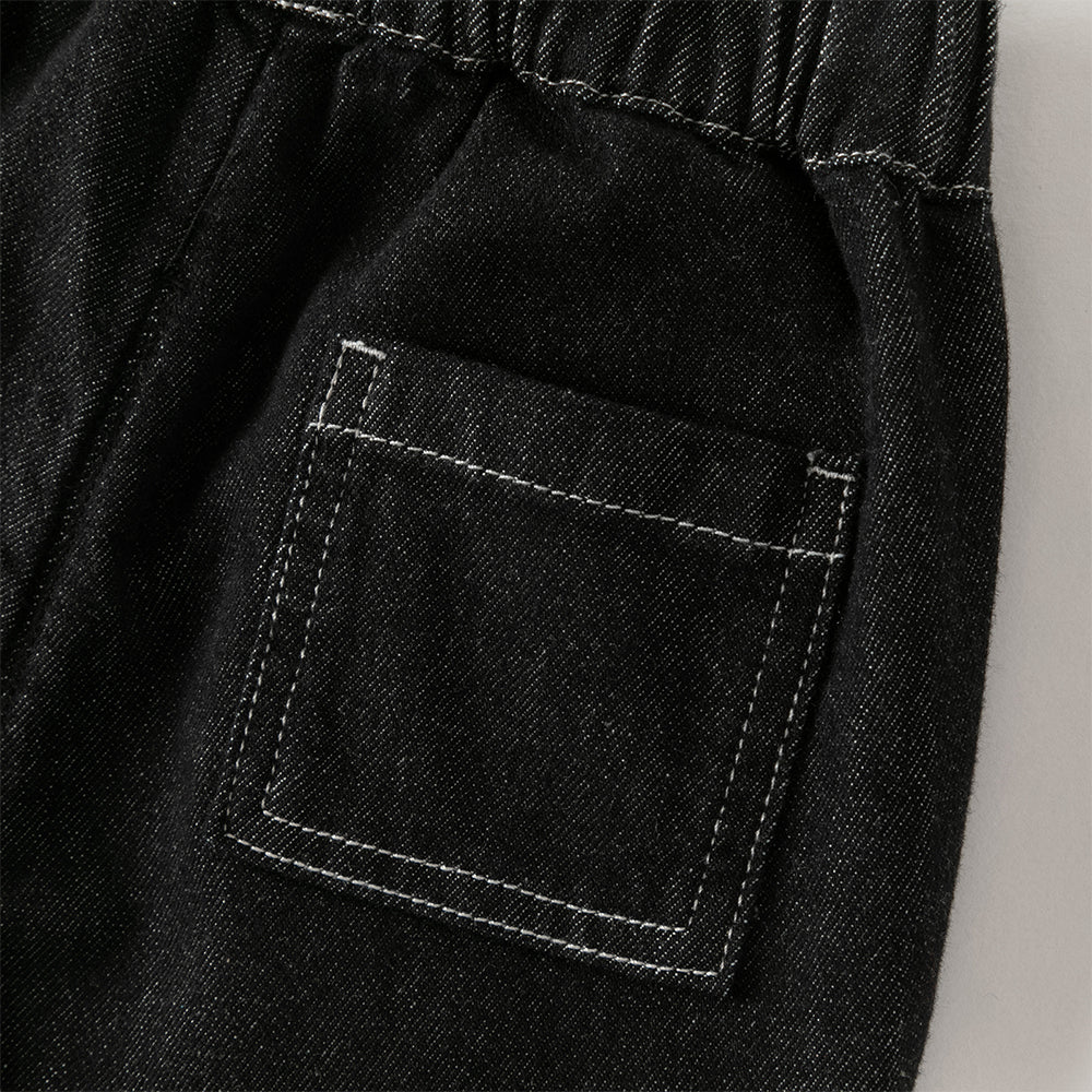 Dave&Bella Toddler Boys Cotton Carbon Black Casual Drawstring Jeans