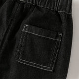 Dave&Bella Toddler Boys Cotton Carbon Black Casual Drawstring Jeans