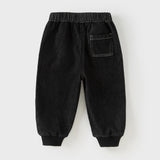 Dave&Bella Toddler Boys Cotton Carbon Black Casual Drawstring Jeans