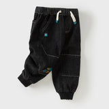 Dave&Bella Toddler Boys Cotton Carbon Black Casual Drawstring Jeans