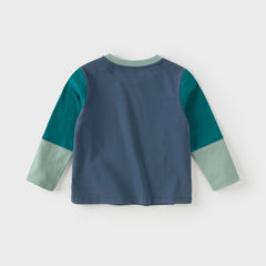 Dave&Bella Boys Autumn Blue Cotton Star Print Toddler T-shirts Tops