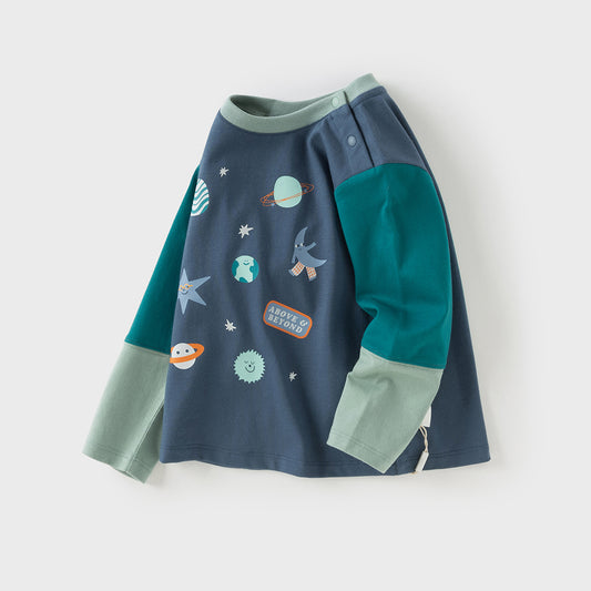 Dave&Bella Boys Autumn Blue Cotton Star Print Toddler T-shirts Tops
