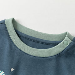 Dave&Bella Boys Autumn Blue Cotton Star Print Toddler T-shirts Tops