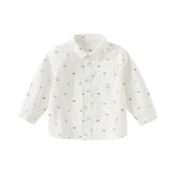 Dave&Bella Toddler Boys Breathable Cotton Cute White Print Casual Shirts Tops