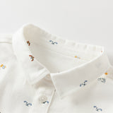 Dave&Bella Toddler Boys Breathable Cotton Cute White Print Casual Shirts Tops