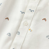 Dave&Bella Toddler Boys Breathable Cotton Cute White Print Casual Shirts Tops