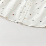 Dave&Bella Toddler Boys Breathable Cotton Cute White Print Casual Shirts Tops