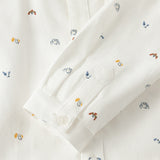 Dave&Bella Toddler Boys Breathable Cotton Cute White Print Casual Shirts Tops