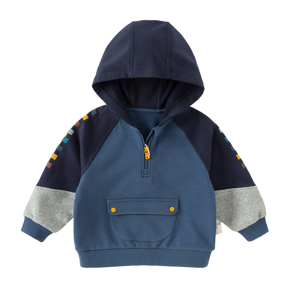 Dave&Bella Toddler Boys Fashion Blue Long Sleeve Hooded Sweatshirts