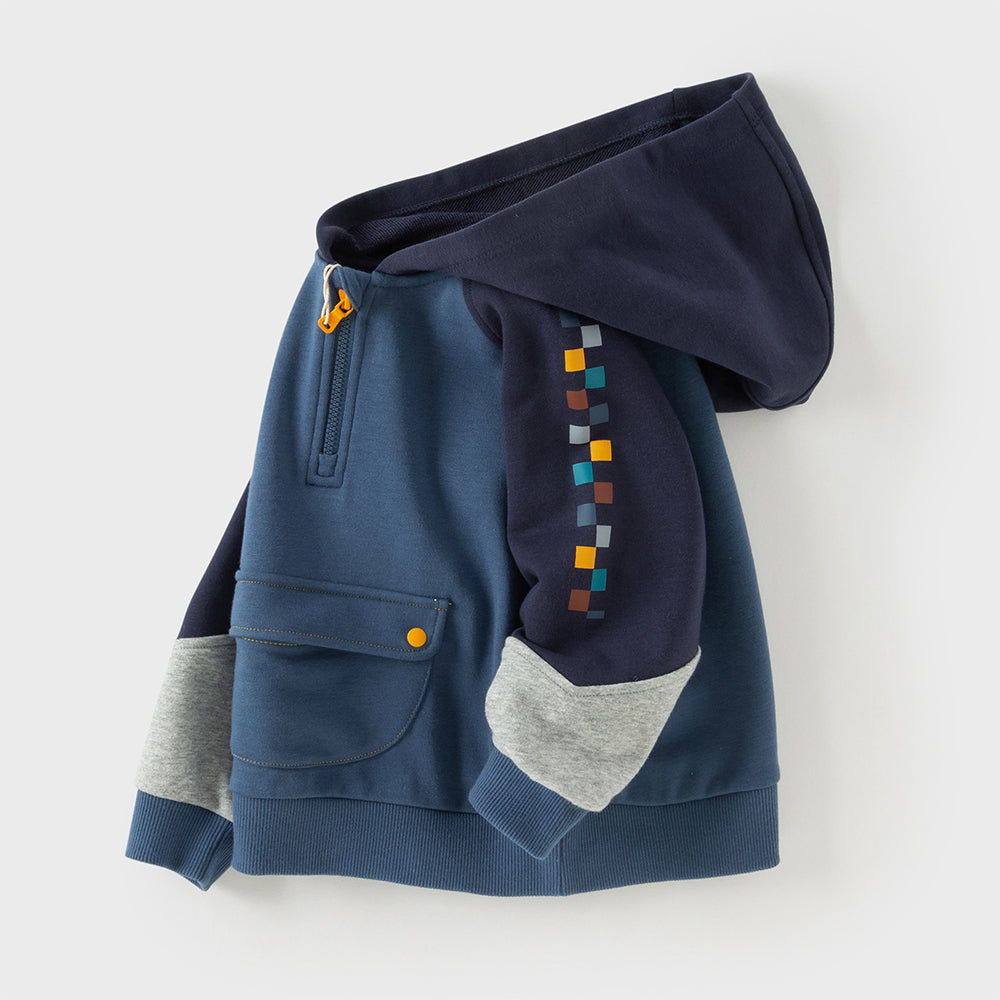 Dave&Bella Toddler Boys Fashion Blue Long Sleeve Hooded Sweatshirts