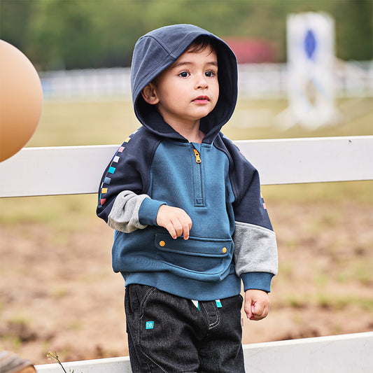 Dave&Bella Boys Autumn Blue Long Sleeve Hooded Sweatshirts