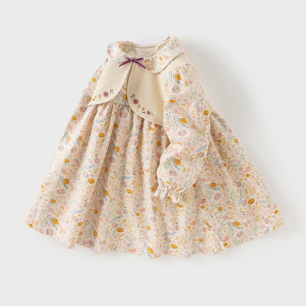 Dave&Bella Toddler Girls Cotton Floral Print A-line Princess Dress