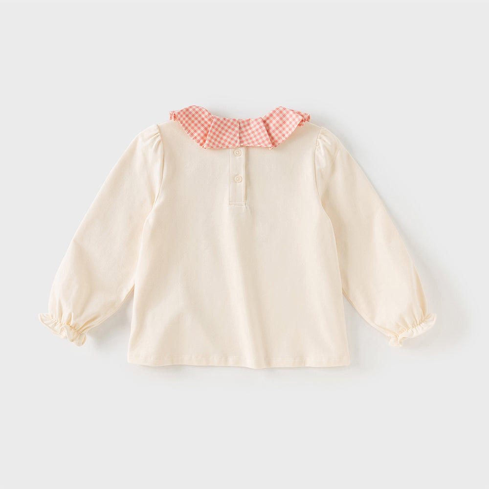Dave&Bella Toddler Girls Cute Beige Cartoon Print T-shirts Tops