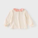 Dave&Bella Toddler Girls Cute Beige Cartoon Print T-shirts Tops
