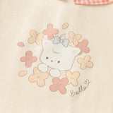 Dave&Bella Toddler Girls Cute Beige Cartoon Print T-shirts Tops