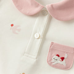 Dave&Bella Girls Autumn Cute Colorblocked Long Sleeve Polo T-shirt Top
