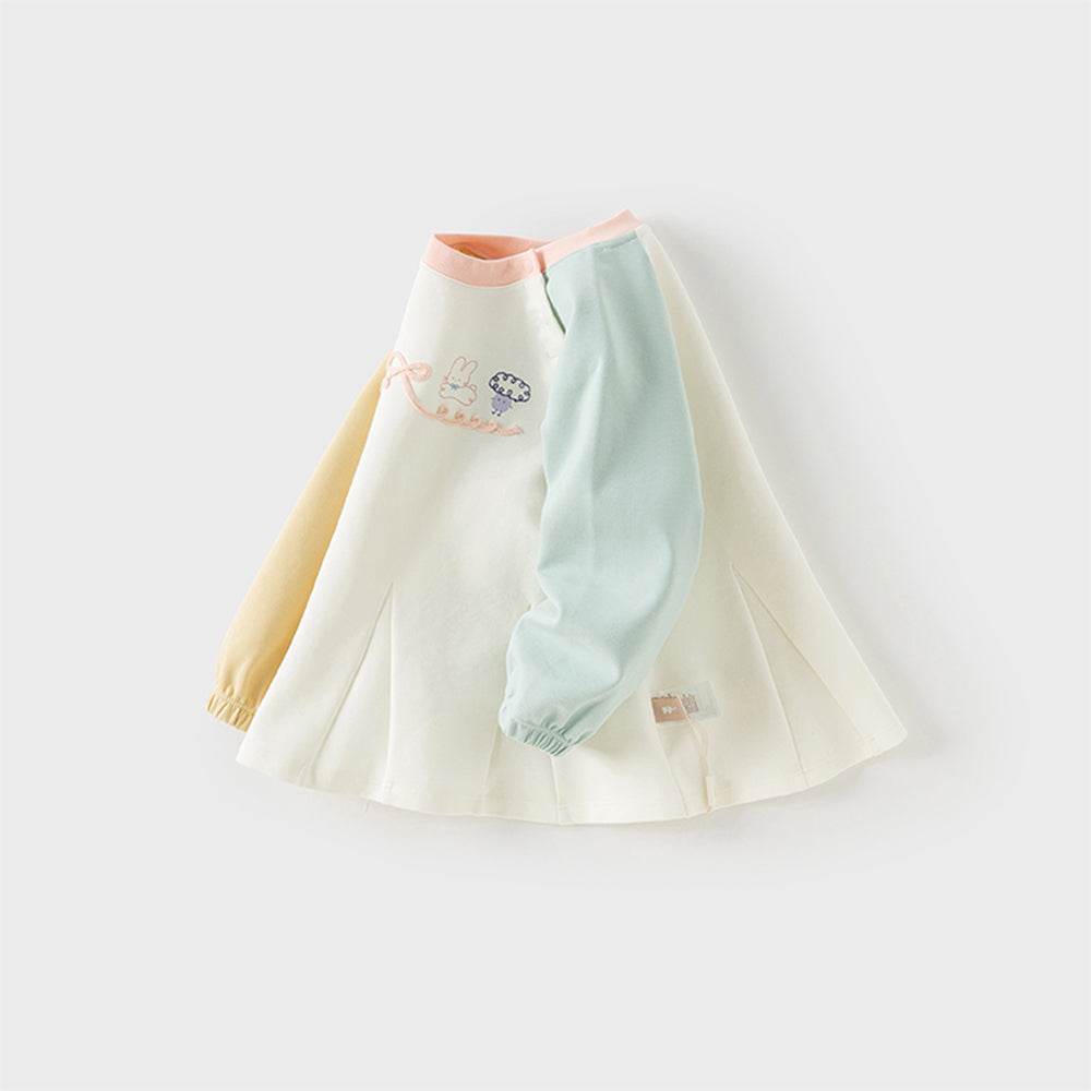 Dave&Bella Girls Toddler Cute Beige Dress-Style T-shirt Tops