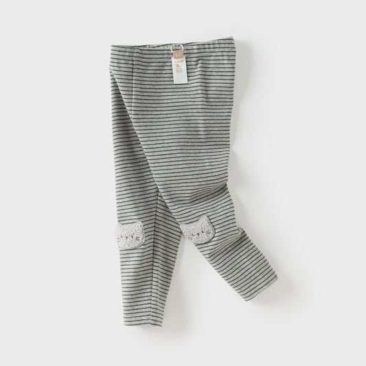 Dave&Bella Toddler Girls Winter Grey Striped Cotton Cute Leggings Pants