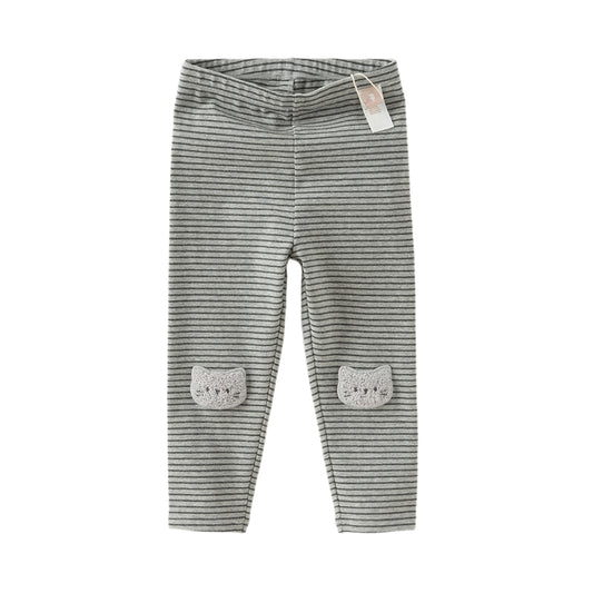Dave&Bella Toddler Girls Winter Grey Striped Cotton Cute Leggings Pants