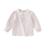 Dave&Bella Girls Toddler Adorable Cotton Lace Collar Print T-shirt Tops