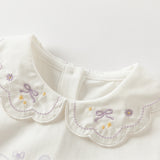 Dave&Bella Girls Toddler Adorable Cotton Lace Collar Print T-shirt Tops