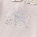 Dave&Bella Girls Toddler Adorable Cotton Lace Collar Print T-shirt Tops
