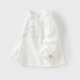 Dave&Bella Girls Toddler Adorable Cotton Lace Collar Print T-shirt Tops