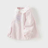 Dave&Bella Girls Toddler Adorable Cotton Lace Collar Print T-shirt Tops
