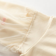 Dave&Bella Toddler Girls Autumn Milk Yellow Adorable Mesh Sleeve Sweatshirts Tops