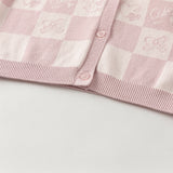 Dave&Bella Toddler Girls Sweet Cotton Pink White Plaid Knit Cardigans