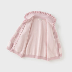 Dave&Bella Toddler Girls Autumn Sweet Cotton Pink White Plaid Knit Sweater Cardigans Coat