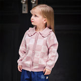 Dave&Bella Toddler Girls Sweet Cotton Pink White Plaid Knit Cardigans