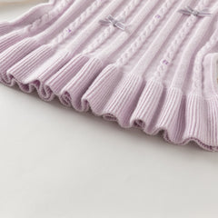 Dave&Bella Toddler Girls Autumn Elegant Purple Lace Collar Sweaters Tops