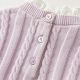 Dave&Bella Toddler Girls Elegant Purple Lace Collar Sweater Tops