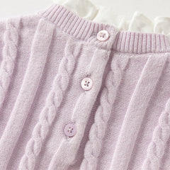 Dave&Bella Toddler Girls Autumn Elegant Purple Lace Collar Sweaters Tops