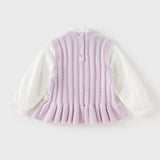 Dave&Bella Toddler Girls Elegant Purple Lace Collar Sweater Tops