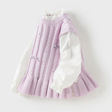 Dave&Bella Toddler Girls Elegant Purple Lace Collar Sweater Tops