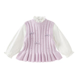 Dave&Bella Toddler Girls Elegant Purple Lace Collar Sweater Tops