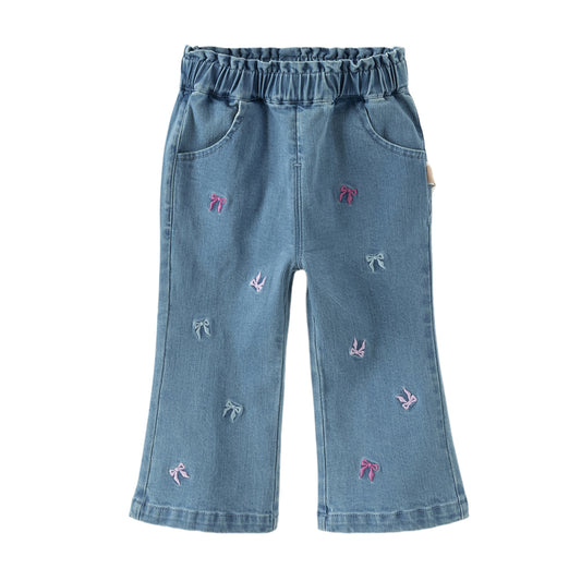 Dave&Bella Toddler Girls Autumn Soft Cotton Denim Blue Casual Jeans Pants