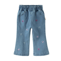 Dave&Bella Toddler Girls Autumn Soft Cotton Denim Blue Casual Jeans Pants