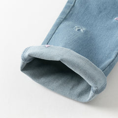 Dave&Bella Toddler Girls Autumn Soft Cotton Denim Blue Casual Jeans Pants