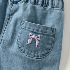 Dave&Bella Toddler Girls Autumn Soft Cotton Denim Blue Casual Jeans Pants