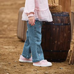 Dave&Bella Toddler Girls Autumn Soft Cotton Denim Blue Casual Jeans Pants