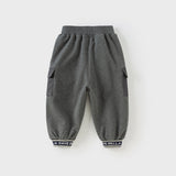 Dave&Bella Boys Toddler Grey Cotton Drawstring Casual Knit Pants