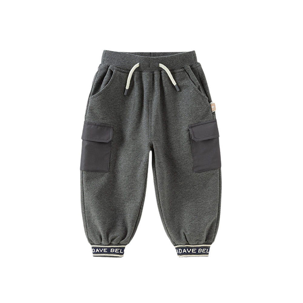Dave&Bella Boys Toddler Grey Cotton Drawstring Casual Knit Pants