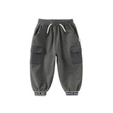 Dave&Bella Boys Toddler Grey Cotton Drawstring Casual Knit Pants
