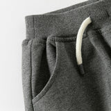 Dave&Bella Boys Toddler Grey Cotton Drawstring Casual Knit Pants