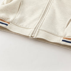 Dave&Bella Toddler Boys Autumn Apricot Outdoor Hooded Coat Long Pants Suits Set